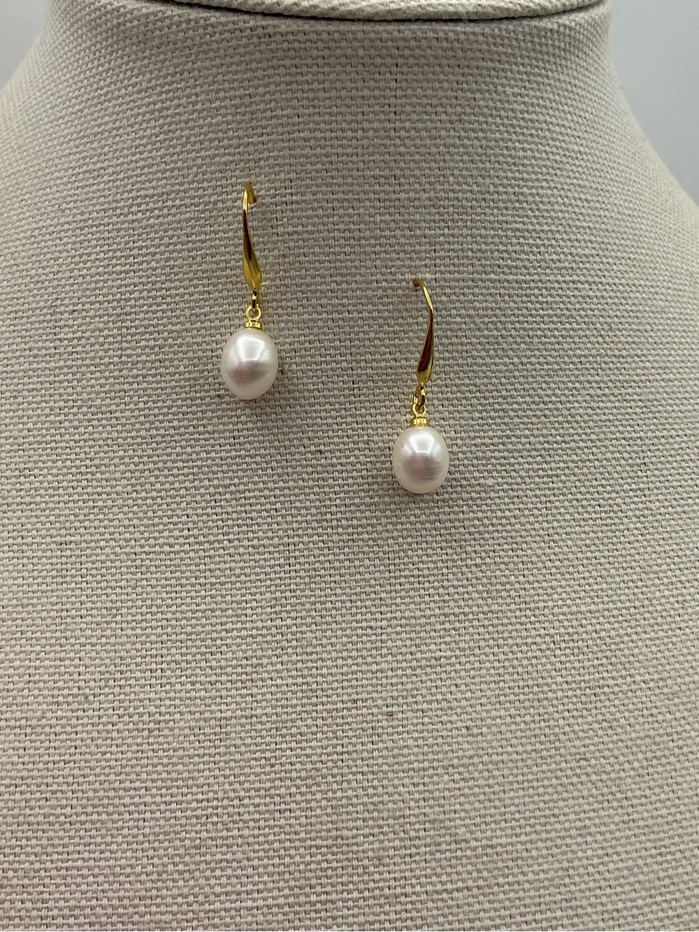Classic Gold Plated Pearl Drop Earrings - White Pearls